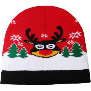 Christmas Beanie Hat Brimless Knit Wool Hat Cuffless Santa Hat for Men & Women Christmas Hat for The Holidays