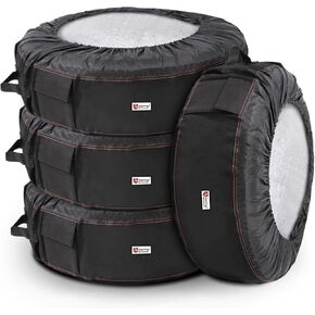 Rosefray Seasonal Tire Totes, Spare Tire Cover, Portable Winter Wheel, Handle for Easy Transportation, Fits Tires Tire Diameters 21" to 31.5", Set of 4 Bags Black