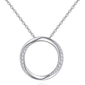 KZX Circle Necklace for Women 925 Sterling Silver Round Pendant Necklace Circle Jewelry Circle Gifts for Women Lover Wife