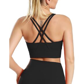 Leneko Sports Bra for Women, Women's Criss Cross Back Strappy Longline Sports Bra, High Medium Impact Girls Gym Yoga Bra