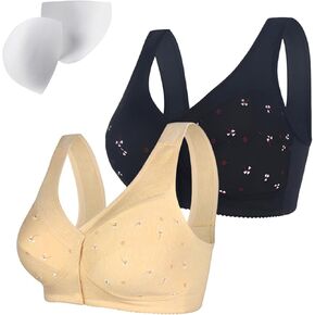 Daisy Bras for Older Women, Front Closure Bra, No Underwire, with Movable Pad, More Comfortable and Convenient