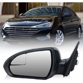 Driver Side Mirror Compatible with 2017 2018 2019 2020 Hyundai Elantra Non-Heated Manual Folding Rear View Mirror w/Blind Spot Detection Replace 87610F3050 Black 3 Pins