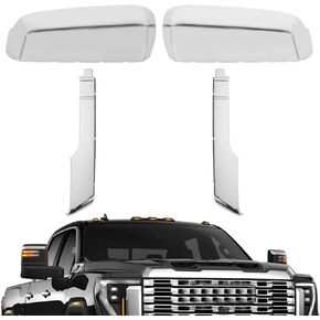 84468905 Tow Top+Side Clip-On Mirror Caps Chrome Sliver fits Silverado Sierra 2500HD 3500HD 2020 2021 2022 2023 2024 Lower+Upper Door Mirror Replaces 84468911