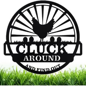 Tandefio Chicken Coop Metal Signs 12" Fluffy Butt Hut Sign Funny Chicken Decor Gift for Kitchen Farmhouse Wall Art for Must Haves Chicken Coop Accessories(Fluffy Butt)