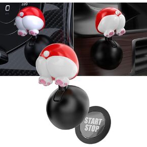 Creative Car Push to Start Button Rocker Truck One Button Start Lever Automotive Engine Start Joystick Full Ball Cover Cute Touch Start Button Starter Interior Decorations Funny Accessories (Pink/Red)