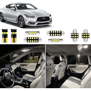 12pcs Q60 Interior LED Lights Replacement for 2014 2015 2016 2017 2018 2019 2020 Infiniti Q60 6000K Super Bright White interior LED bulbs package + Installation Tool