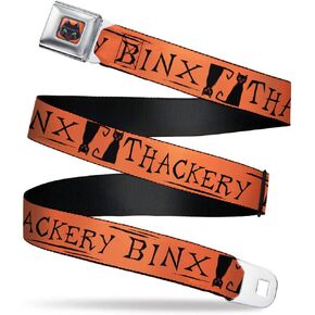 Disney Belt, Seatbelt Buckle Belt, Hocus Pocus Thackery Binx Cat Silhouette Orange Black, Adjustable