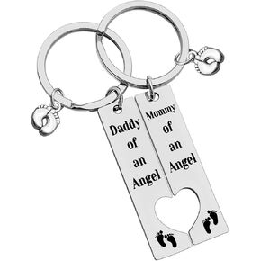 Xiahuyu Loss Memorial Keychain Gifts Mommy of an Angel Daddy of an Angel Keychain Set Miscarriage Keepsake Baby Memorial Gifts Remembrance Gifts Sympathy Gifts for Infant Child Loss