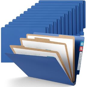 24 Pcs End Tab File Folder with Fasteners 3 Dividers Classification Folders Bulk, 8.5 x 11 Inch Letter Size with 3.5 Inch Expansion for Office Classroom Paper Files Organization, Dark Blue