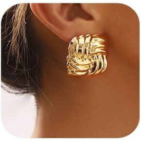 Chunky Gold Square Earrings Vintage Earrings for Women Big Square Earrings Statement Geometric Stud Jewelry Prom Fashion Jewelry
