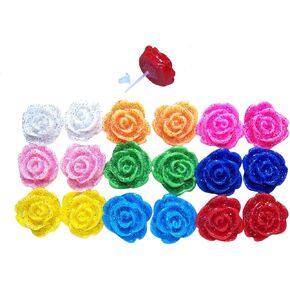 9 Pairs Multi Colors Rose Flowers Acrylic Nylon Plastic Post Earrings Medical Hypoallergenic No Metal Studs Sensitive Ears Women