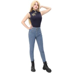 DAZCOS Anime JJK Yuki Tsukumo Womens Cosplay Costumes US Size Classical Knot Button Tops Jeans