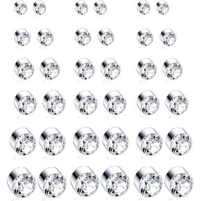 18 Pairs Magnetic Stud Earrings for Women Men Clip on No Piercing Magnet CZ Earrings Set Fake Earring Studs Jewelry 4-9MM