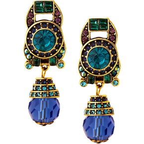 Byzantine Baroque Medieval Victorian Statement Irregular Unusual Royal Blue Dangle Clip On Earrings Costume Jewelry Accessories Outfit Romantic Cool Gifts for Her Women Dangling in Their 30s