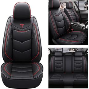 Car Seat Cover Full Set Car Seat Cover Waterproof and Anti Staining Car Seat Protector Leather Seat Cover Suitable for Most Cars' Fully Enclosed seat Covers (Black and White)