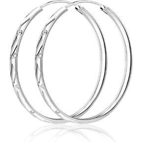 925 Sterling Silver Hoop Earrings for Women Large Thin Silver Hoop Earrings Big Endless Hoop Earrings for Women Hypoallergenic Lightweight Hypoallergenic Non Tarnish for Gifts 40 50mm