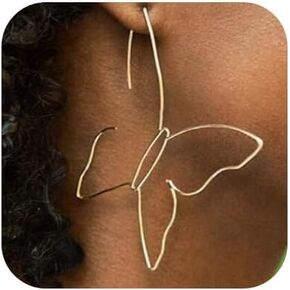 Fashion Women Bohemian Gold Big Butterfly Earrings Tassels Long Chain Drop Dangle Earrings for Women