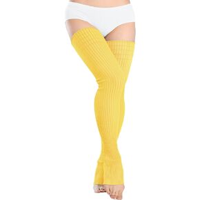 v28 Women Girls Thigh High Long Neon Ribbed Knit Leg Warmers Plus Size Boot Extra Long Large Socks Available in S~3XL