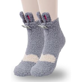 Violet Mist Womens Funny Fuzzy Socks Cute Bunny Fluffy Socks Soft Cozy Socks Winter Warm Fuzzy Socks with Grips