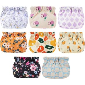 8 Pcs Mini Makeup Bag for Purse, Small Cosmetic Bag for Women, No Zipper Self-closing Travel Bag, Snap Closure Organizer Pouch, Waterproof Portable Coin Purse Storage for Cosmetics Headphones Jewelry