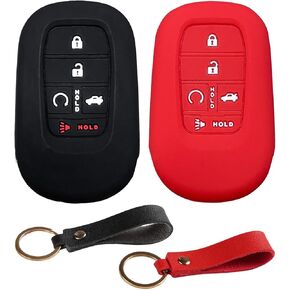 Kewucn Silicone Rubber Key Fob Cover, 5 Buttons Keyless Entry Remote Key Fob Case Protection Shell, Compatible with 2022 Accord Civic HR-V CR-V Pilot Sport SI EX EX-L Touring (Black)