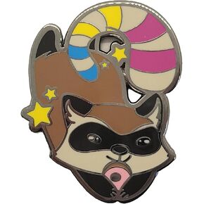 Pansexual Pride Raccoon Pin | Chibi Trash Panda Hard Enamel Lapel Pin with Pan Pride Stripes on Tail