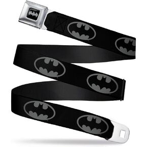 Buckle-Down Men's Seatbelt Belt Batman Kids, Shield Black/Gray, 1.0" Wide-20-36 Inches