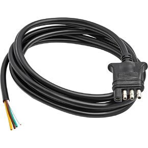 Oyviny 10Ft Trailer-Side 4-Pin Flat Wiring Harness with Jacketed Cable Protected Heavy Duty 18AWG Pure Copper Wires Standard 4 Pin Trailer Plug 4 Way Trailer Connector Color-Coded