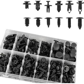 240 PCS Car Bumper Clips Kit, Vehicle Retainer Screw Replacement, Push Pin Rivets, Various Size Designs, Universal Automotive Fasteners Accessories for Truck SUV Car (Black)