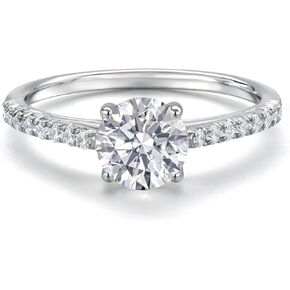 Gem Stone King 1.20 Cttw 14K White Gold IGI Certified Lab Grown Diamond Engagement Ring | Center Round 1.00 Ct | E-F Color | VS1 Clarity | Wedding Anniversary Promise Ring For Women