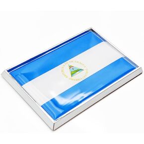 Nicaragua Flag Sticker Emblem Nicaraguan Decal Car Chrome Flags, 2 Pack, 3 x 2 inches