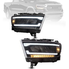 VLAND Headlights Assembly Fit for 2009-2018 Dodge RAM 1500/2500/3500, 2019-2021 RAM Classic 1500 W/Dynamic Breathe DRL, LED Front light with Sequential Turn Signal, Clear Projector Headlamp