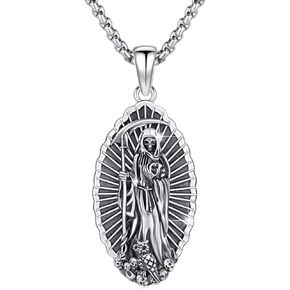 Santa Muerte Necklace 925 Sterling Silver Oxidation Grim Skull with Scythe Pendant Grim Reaper Necklace Skull Jewelry Gift for Men Halloween