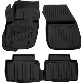 3D Floor Mats for 2013-2020 Ford Fusion/Lincoln MKZ 2013-2020 Heavy Duty, Custom Fit, All Weather Liner Front & 2nd Row Full Set Rubber, Black