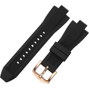 Replacement Watch Bands Smart Strap Compatible with Michael Kors, Soft Rubber Wrist Watchband for MK8184 MK8729 MK9020 MK8152 Raised Mouth Accessories (29mmx13mm, Black)