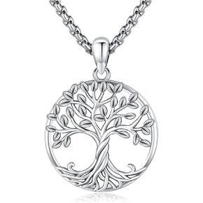 Tree of Life Necklace for Women Sterling Silver Celtic Moon Tree Moonstone Turquoise Pendant Heart Family Tree Necklace for Mother Daughter Sister Gifts