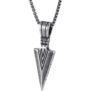 PAURO Men's Stainless Steel Jewelry Spear Point Arrowhead Pendant Necklace Multi Colors