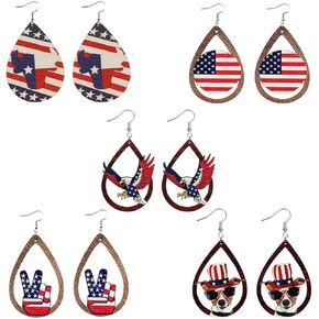 Sonateomber 4th of July Accessories USA Earrings for Women Long Red White Blue Beaded Rhinestone Seed Bead American Flag Patriotic Drop Dangle Independence Memorial Day Holiday Jewelry