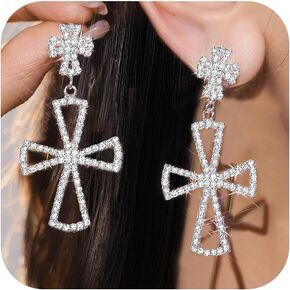 Rhinestone Cross Stud Earrings Dainty Cross Earrings Dangle Large Gothic Cross Earrings Jewelry Gifts