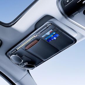 Sun Visor Organizer, Multi-Pocket Sun Visor Organizer for Car, SUV and Truck, Sun Visor Glasses Holder Card Holder Driver License Registration Pen Cell Phone Bill Ticket Key Document Holder