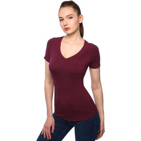 AmélieBoutik Women Slim Fit Chest Pocket Shirt V Neck Raglan Short Sleeve Solid Basic Top Blouse