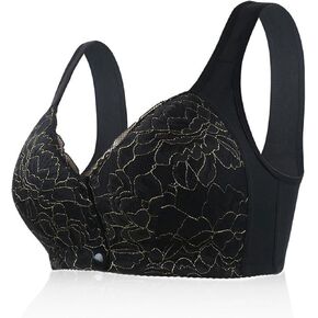 No Underwire Lace Bras for Women Sponge Cup Front Closure Bras for Seniors Plus Size Full Coverage Bras No Wire Bras