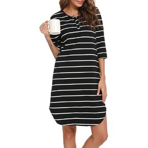 قميص نوم نسائي من Vlazom مصنوع من القطن الناعم بأكمام قصيرة وقميص نوم مع جيوب S-XXL in Kuwait