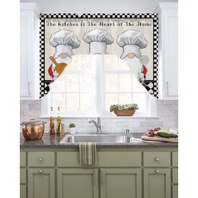 White and Black Plaid Swag Kitchen Curtain Sets with Valance,3 Pieces Rod Pocket Curtain Drapes for Bedroom Living Room Bathroom Cafe Windows,Vintage Lemon Summer Fruit 56''x36'' & 24''x27.5''x2Panels