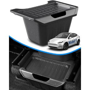 for Tesla Model Y Trash Can, Tesla Y Accessories 2020-2024, Rear Console Organizer Storage Box with Integrated Lid, Under Seat Garbage Can, Back Seat Waste Can