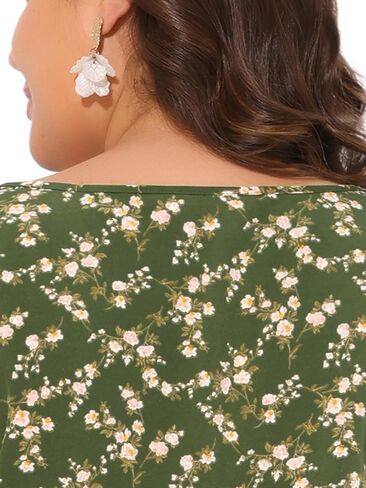 Agnes Orinda Plus Size Dress for Women Boho Floral Print V Neck Long Sleeve Ruffle Hem Long Maxi Dresses Casual Vacation in Kuwait