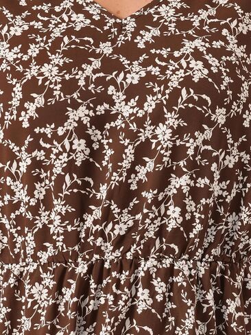 Agnes Orinda Plus Size Dress for Women Boho Floral Print V Neck Long Sleeve Ruffle Hem Long Maxi Dresses Casual Vacation in Kuwait