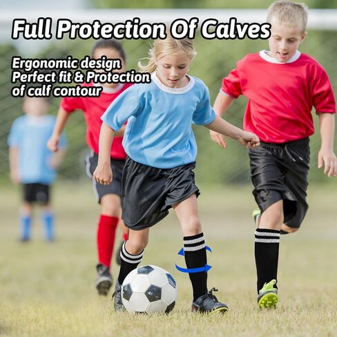 Soccer Shin Guards, Youth Soccer Shin Pads, Lightweight and Breathable Kids Calf Socks Protective Soccer Shin Equipment for 3-6 7-10 11-15 Years Old Boys Girls Teenagers in Saudi Arabia