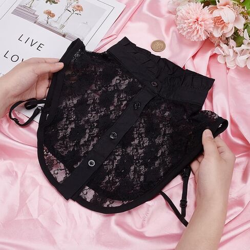 MAYJOYDIY Lady Shirt False Lace Collar Lace Half Shirt Blouse Collar Waveselvedge Neckline False Faux Collar in Saudi Arabia