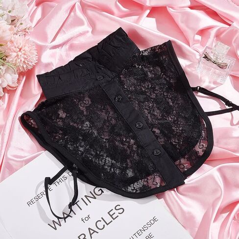 MAYJOYDIY Lady Shirt False Lace Collar Lace Half Shirt Blouse Collar Waveselvedge Neckline False Faux Collar in Saudi Arabia